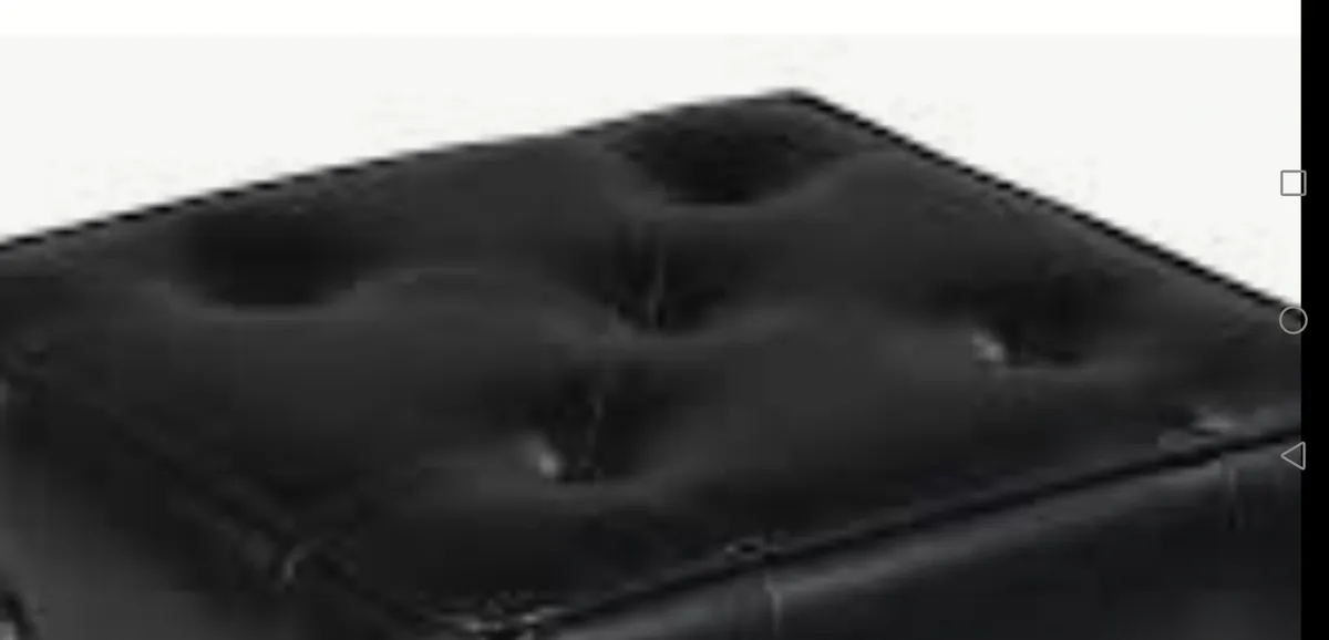 Black Leatherette Buttoned Cube Footstool