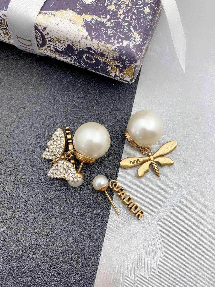 Christian Dior Gold Dragonfly & Butterfly Earrings - Image 2