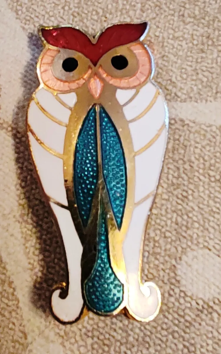 Cloisonne owl brooch - Image 2