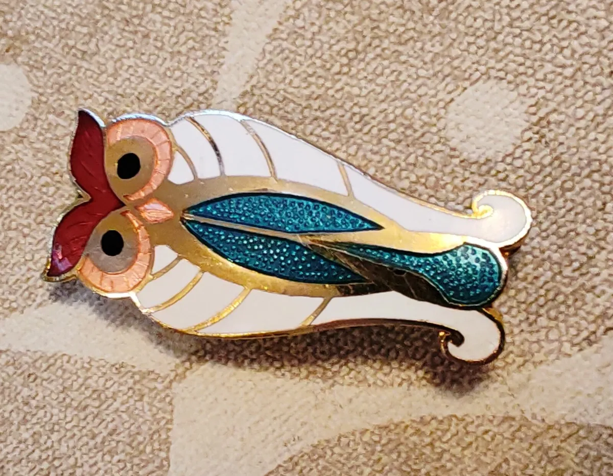 Cloisonne owl brooch - Image 3
