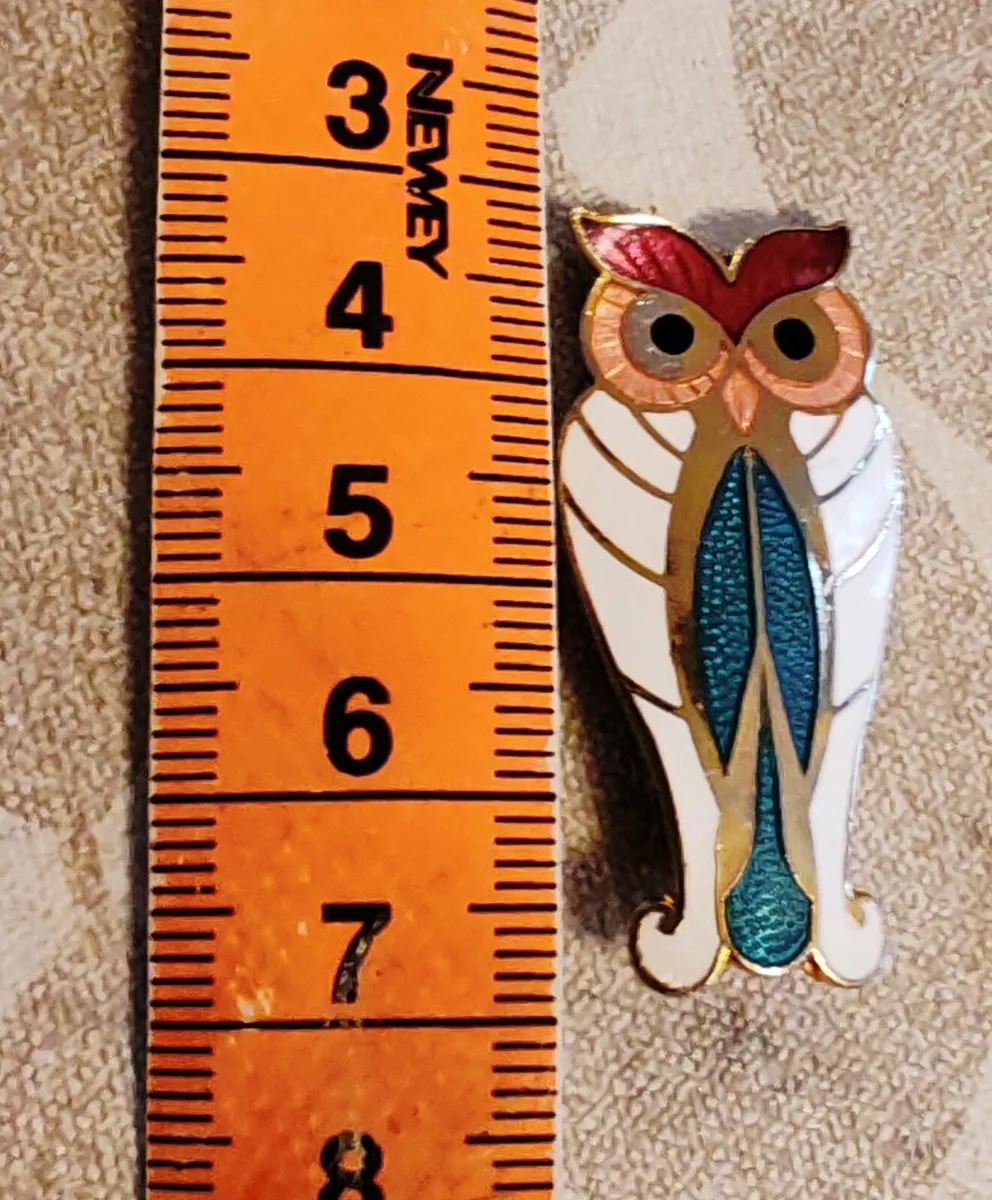 Cloisonne owl brooch - Image 4