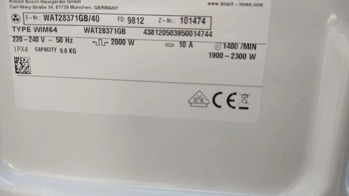 Bosch Series 6 - 9kg 1400 RPM Washing Machine. - Image 4