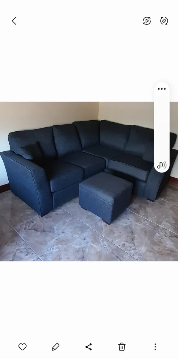 Black corner sofa & footstool - Image 2