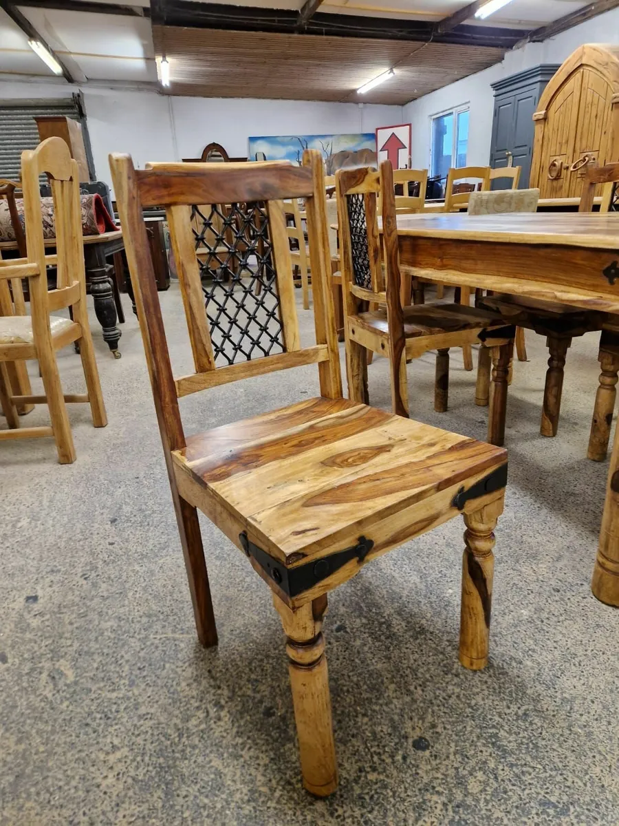 Indian rosewood rustic style table, 4 chairs - Image 4