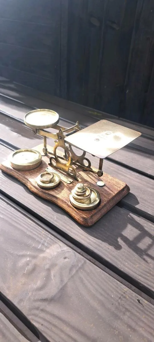 Old brass  post weighing schales - Image 2
