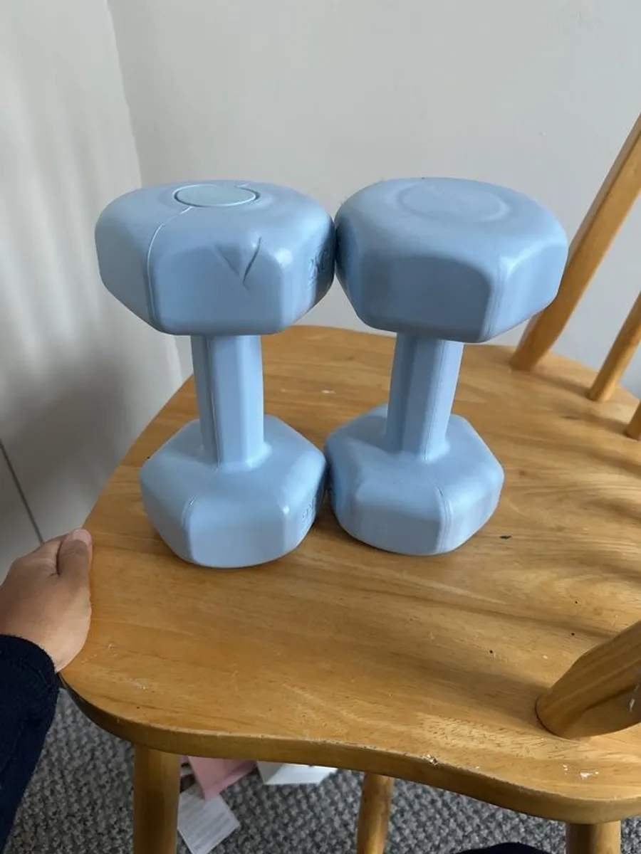 2 Solid plastic-coated anti-slip durable dumbbells - Image 1