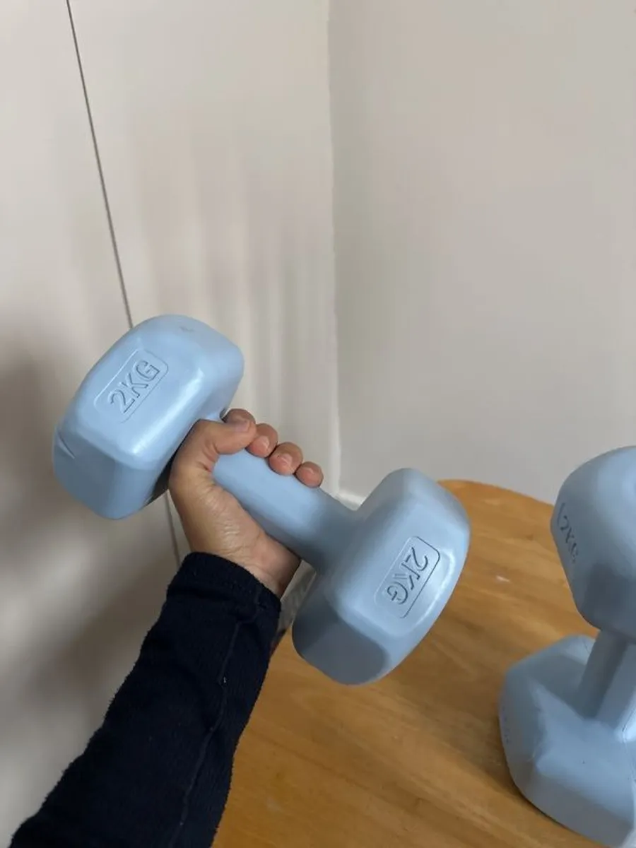 2 Solid plastic-coated anti-slip durable dumbbells - Image 2