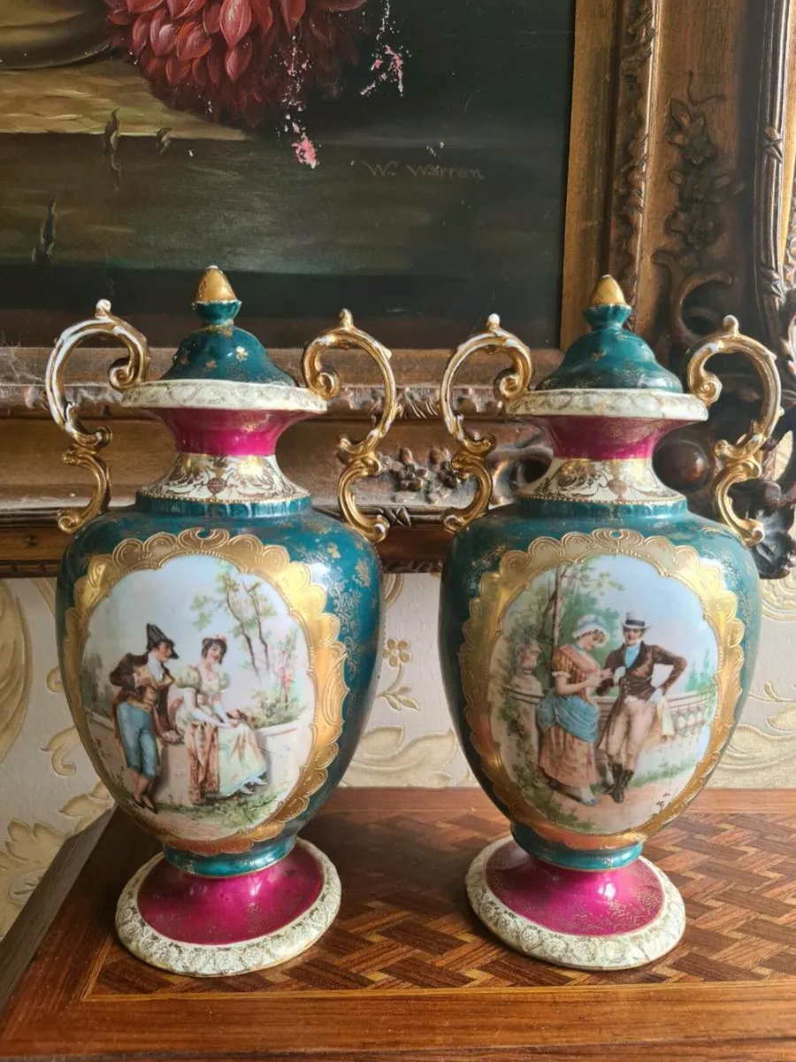 Austrian antique lidded vases - Image 1
