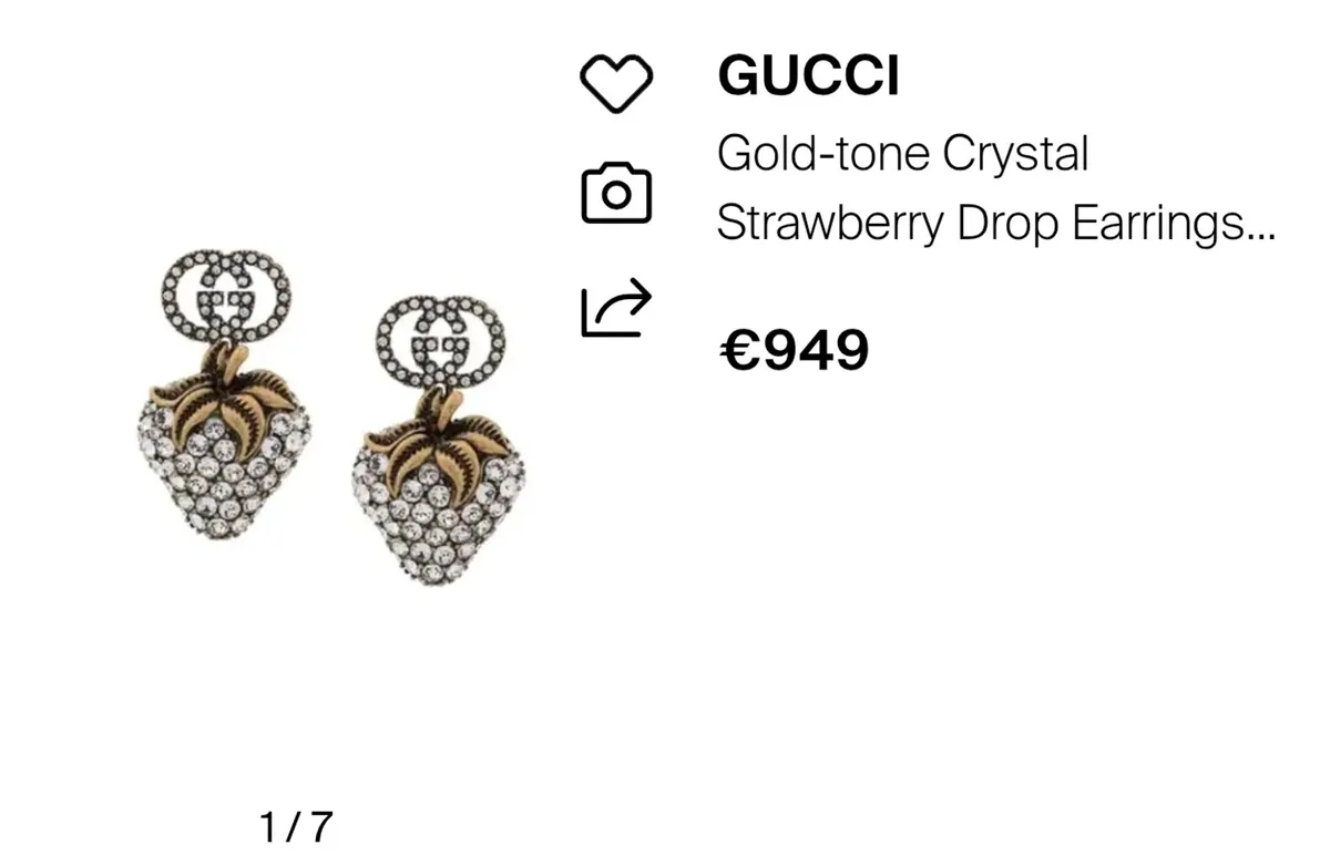 Gucci Double GG Logo & Strawberry Crystal Earrings - Image 3
