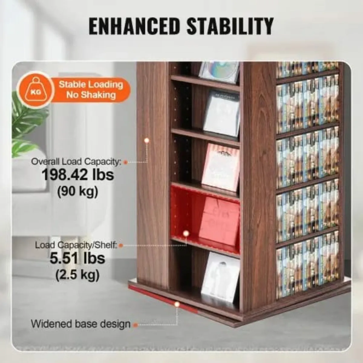 Media Storage Cabinet, Rotating Media Tower, Holds - Image 2
