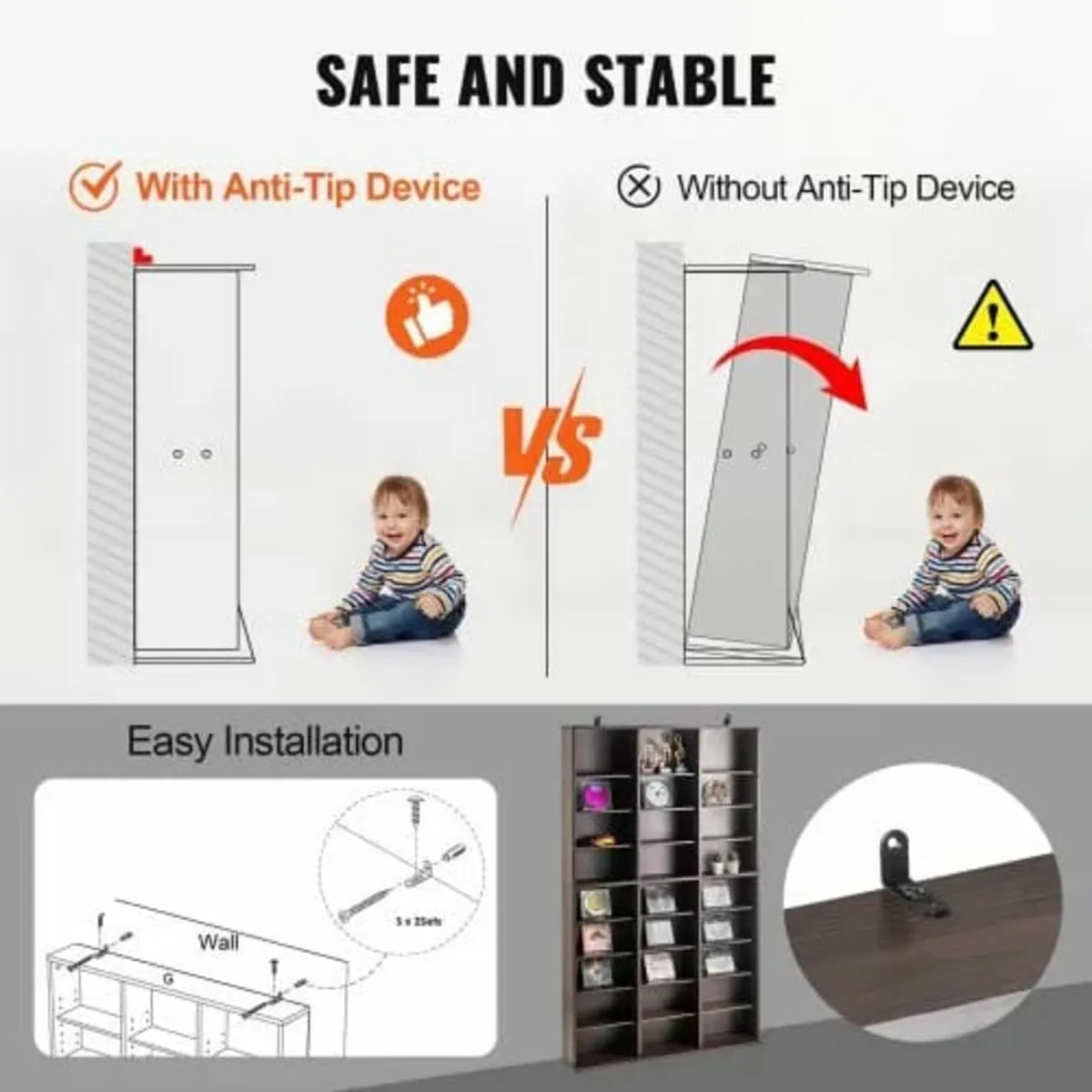 Media Storage Cabinet, 9-layer DVD Shelf Holds up - Image 4