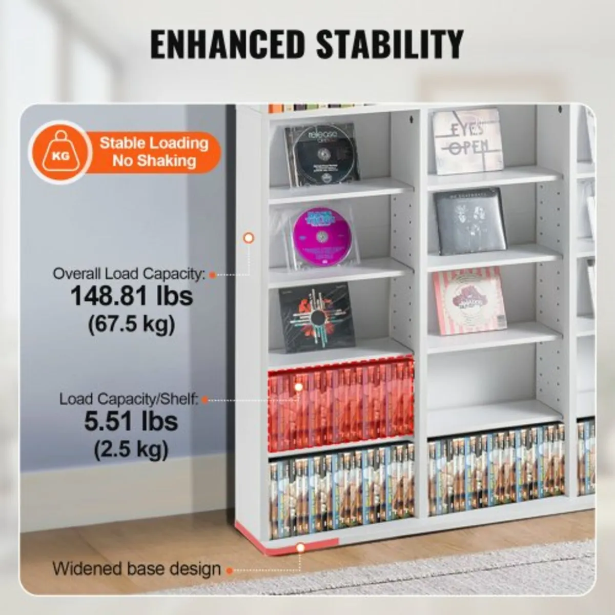 Media Storage Cabinet, 9-layer DVD Shelf Holds up - Image 2