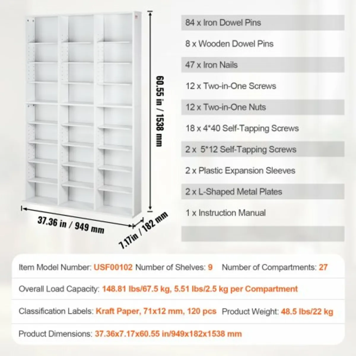 Media Storage Cabinet, 9-layer DVD Shelf Holds up - Image 3