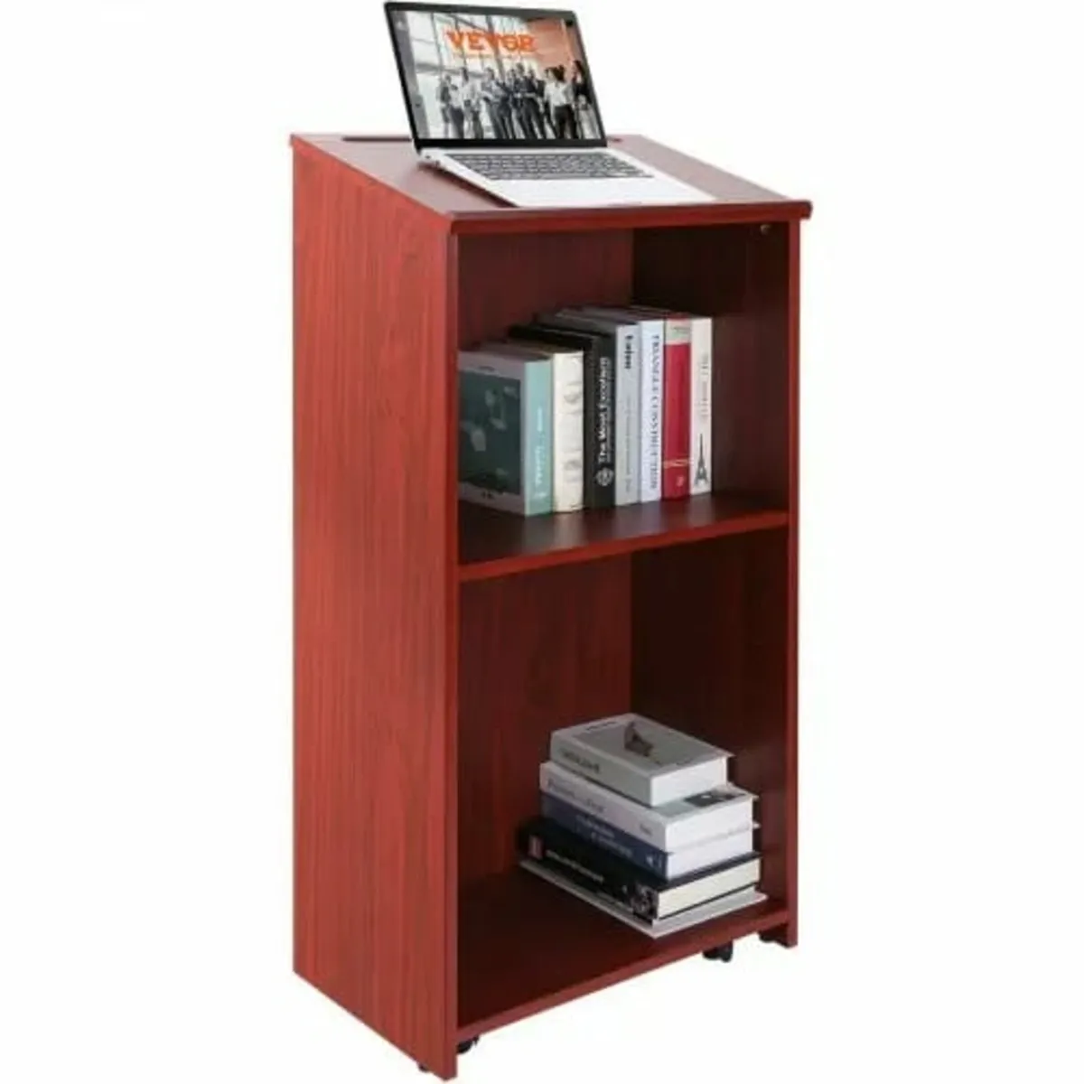 Podium Stand, 47 in Hostess Stand with 4 Rolling W - Image 1