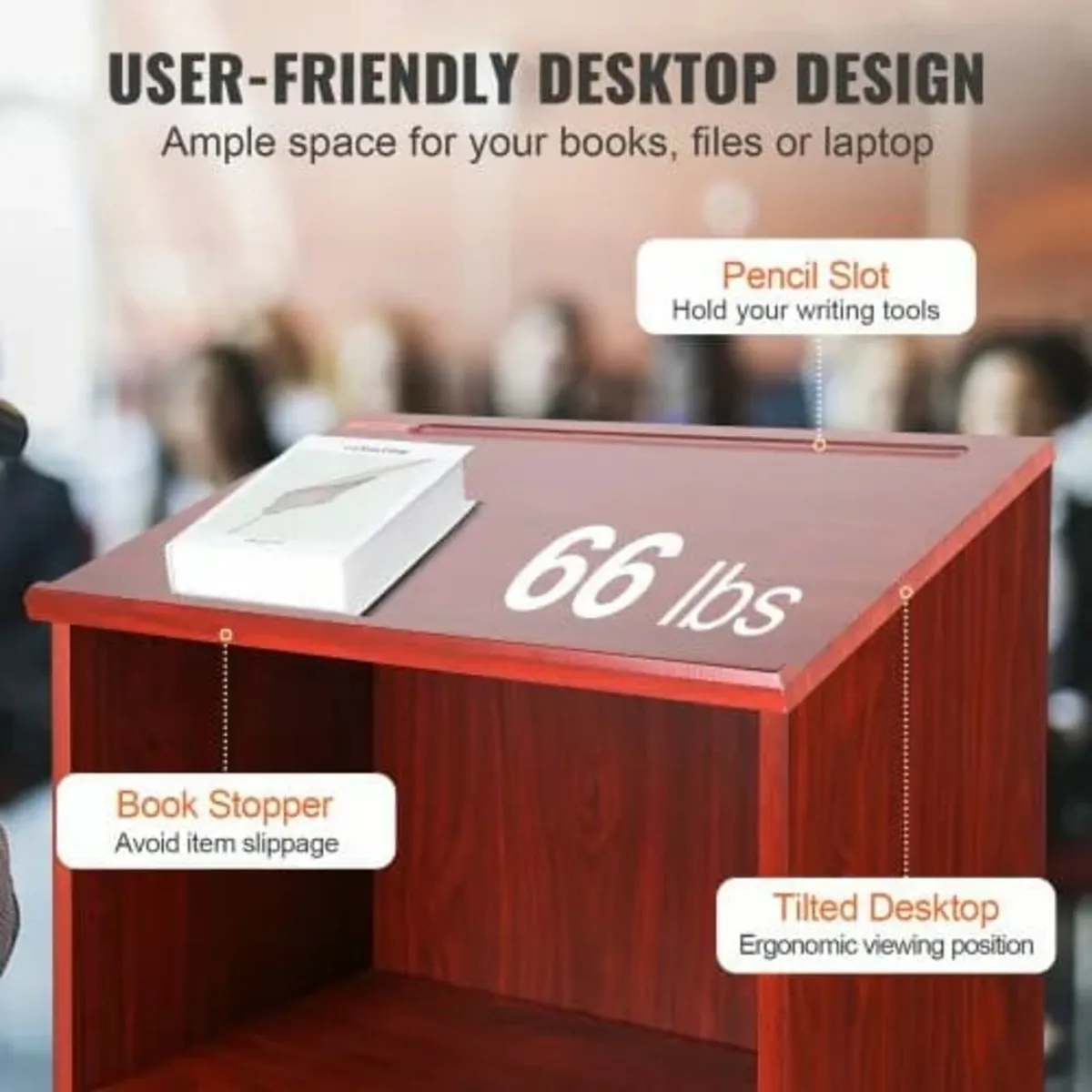Podium Stand, 47 in Hostess Stand with 4 Rolling W - Image 3