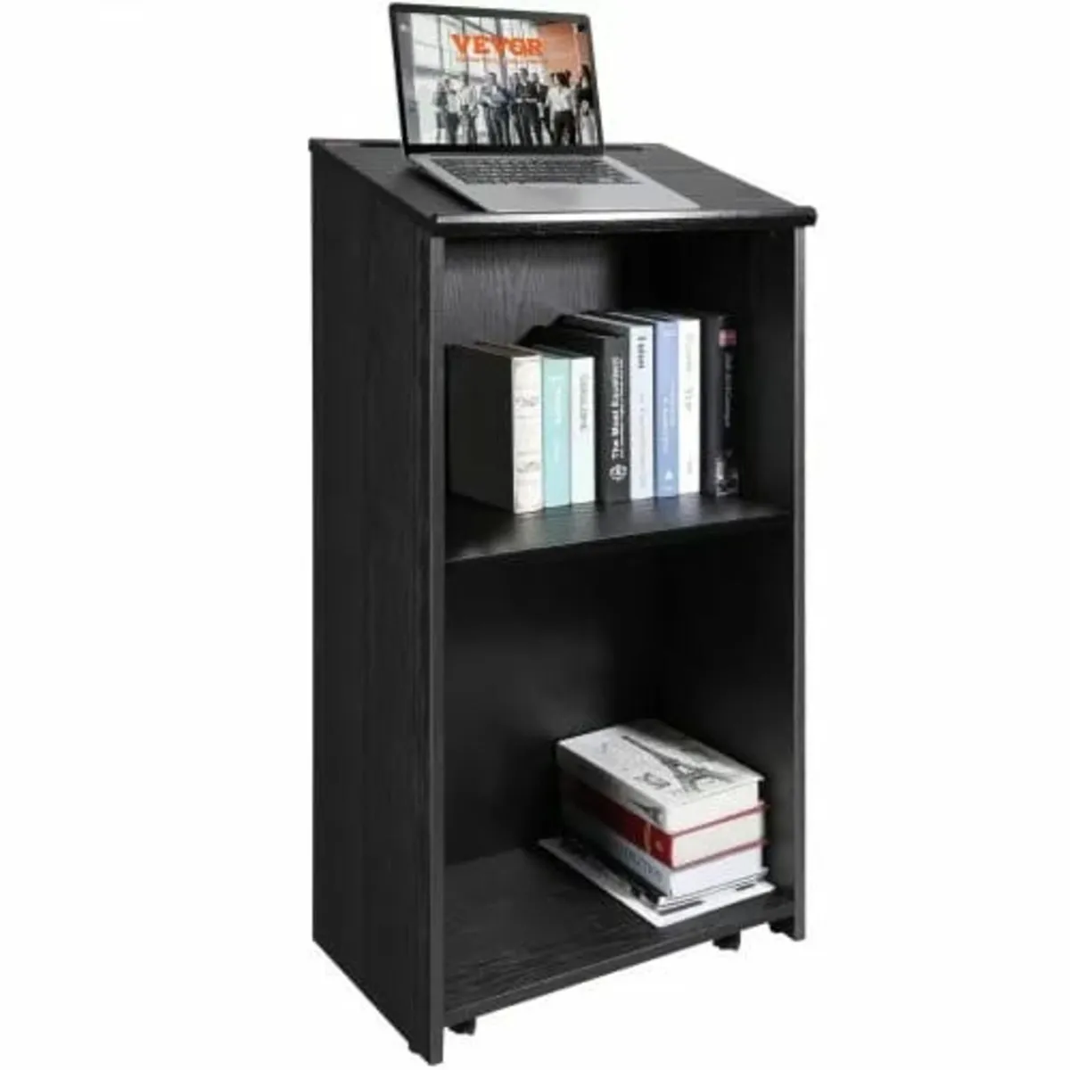 Podium Stand, 119 cm Hostess Stand with 4 Rolling - Image 1