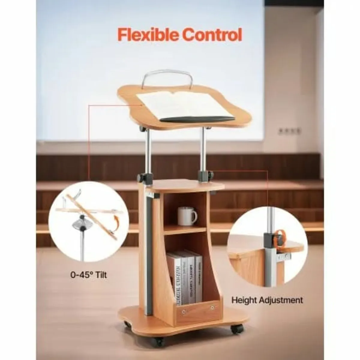 Podium Stand, 1100 mm Wooden Lectern, Portable Lap - Image 2
