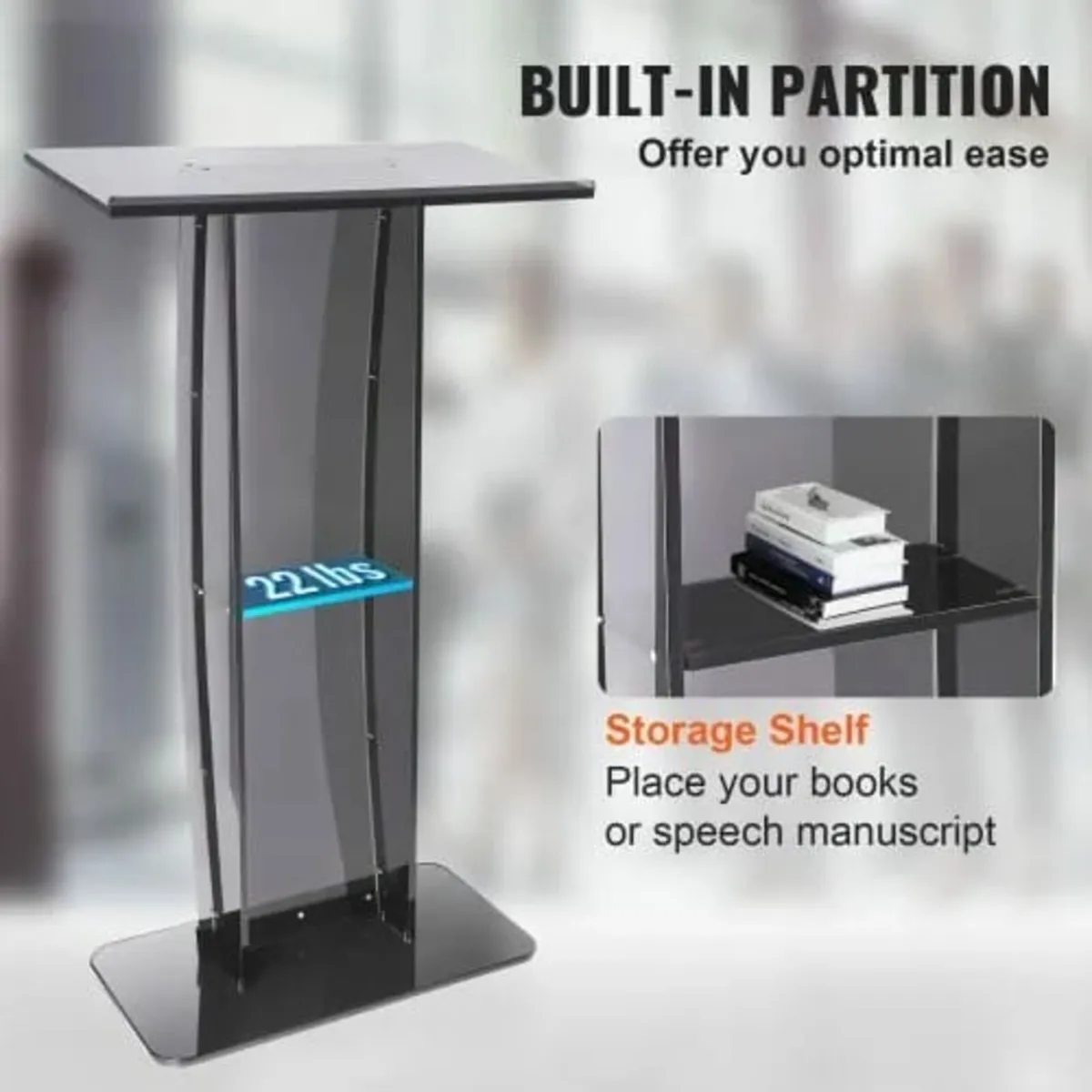 Acrylic Podium, 119 cm Tall, Acrylic Podium Stand - Image 2