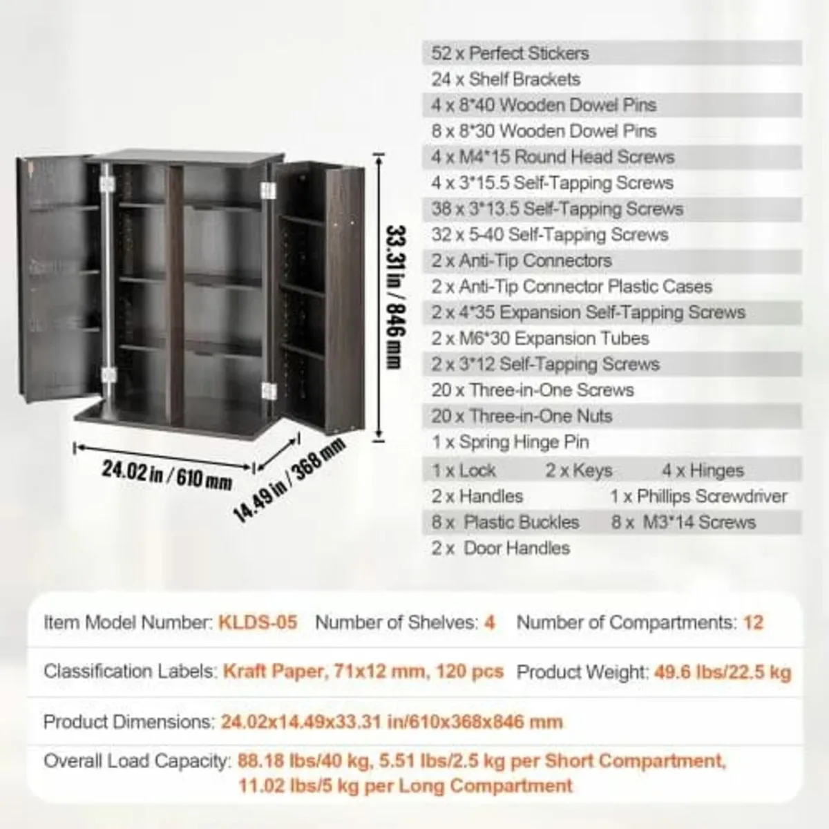 Media Storage Cabinet, DVD Cabinet with Doors and - Image 3