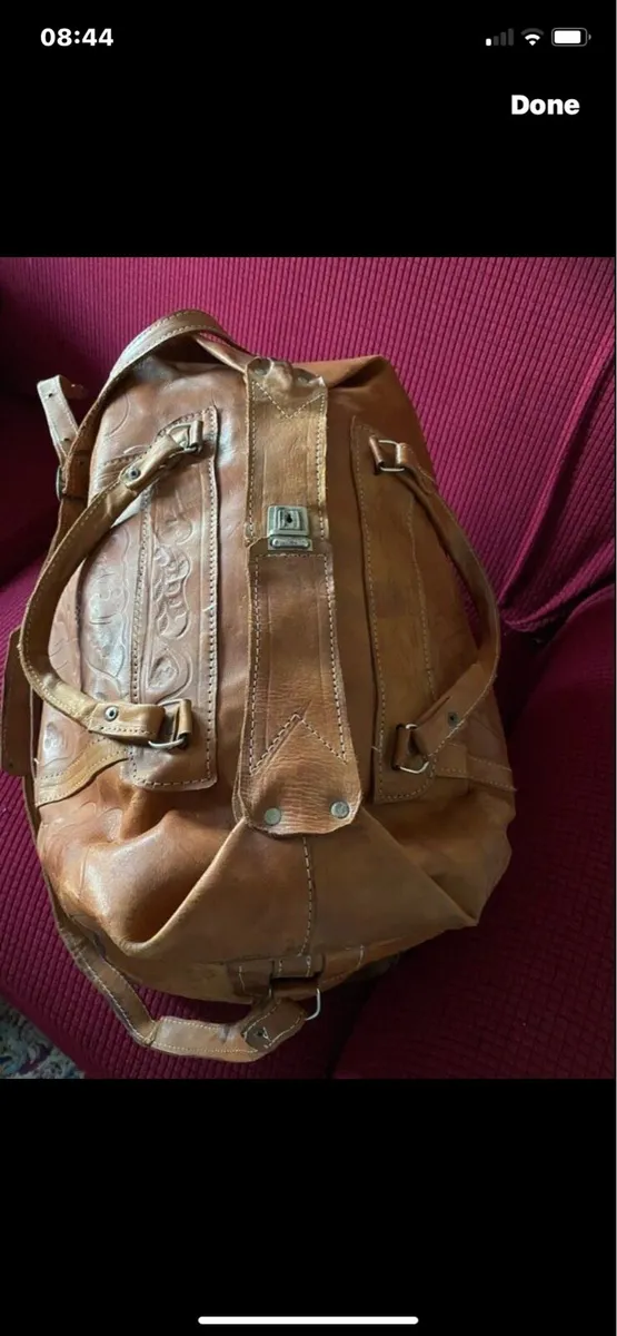 Large Vintage Leather Hold- All - Image 2