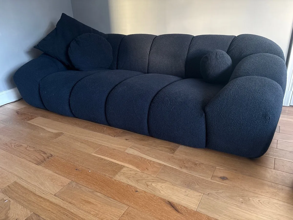 Navy 3 seat teddy sofa - Image 1