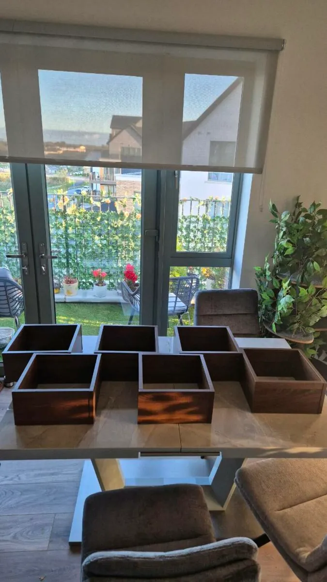 Stylish Wall Cube Shelves – 6 pcs (Brown Oak) - Image 1