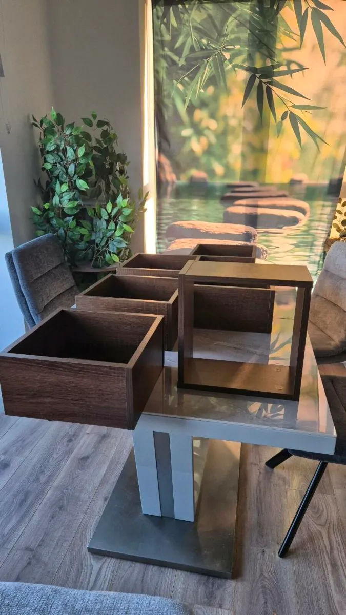 Stylish Wall Cube Shelves – 6 pcs (Brown Oak) - Image 2