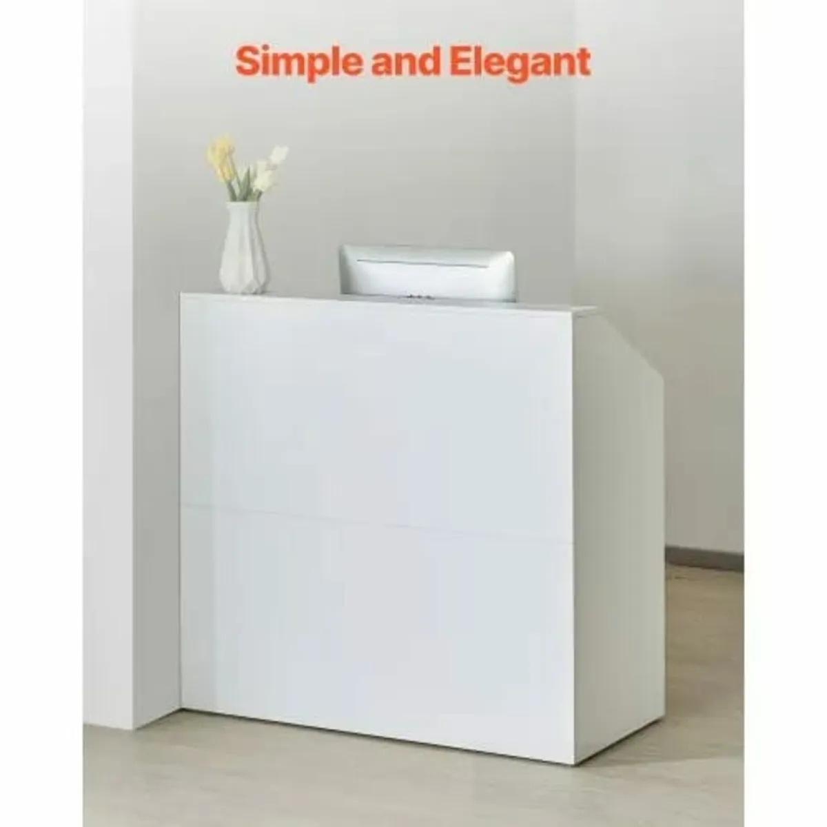 Reception Desk, 46.46 x 19.69 x 43.90 in Rectangul - Image 2