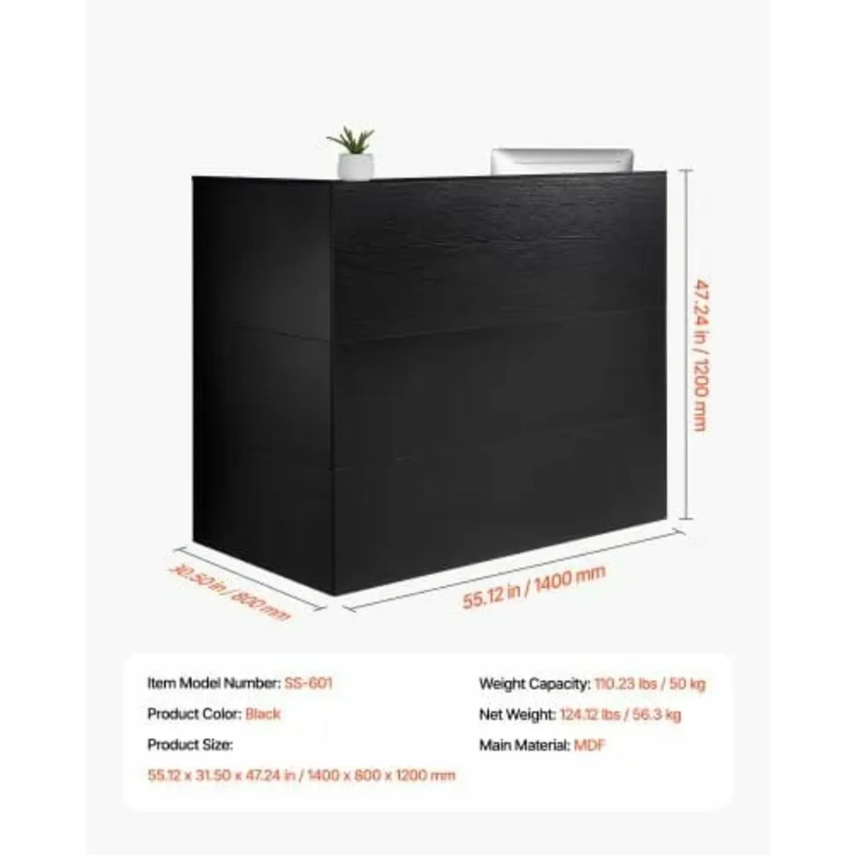Reception Desk, 55.12 x 31.50 x 47.24 in L-Shaped - Image 3