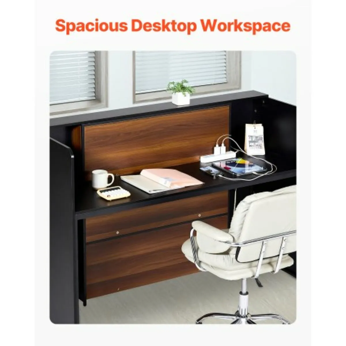 Reception Desk, 62.99 x 23.62 x 43.70 in Rectangul - Image 4