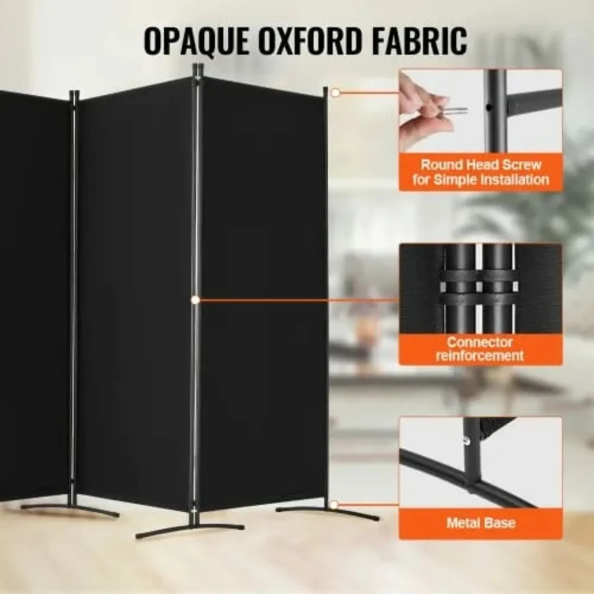 4 Panels Room Divider, Folding Privacy Screen and - Image 3