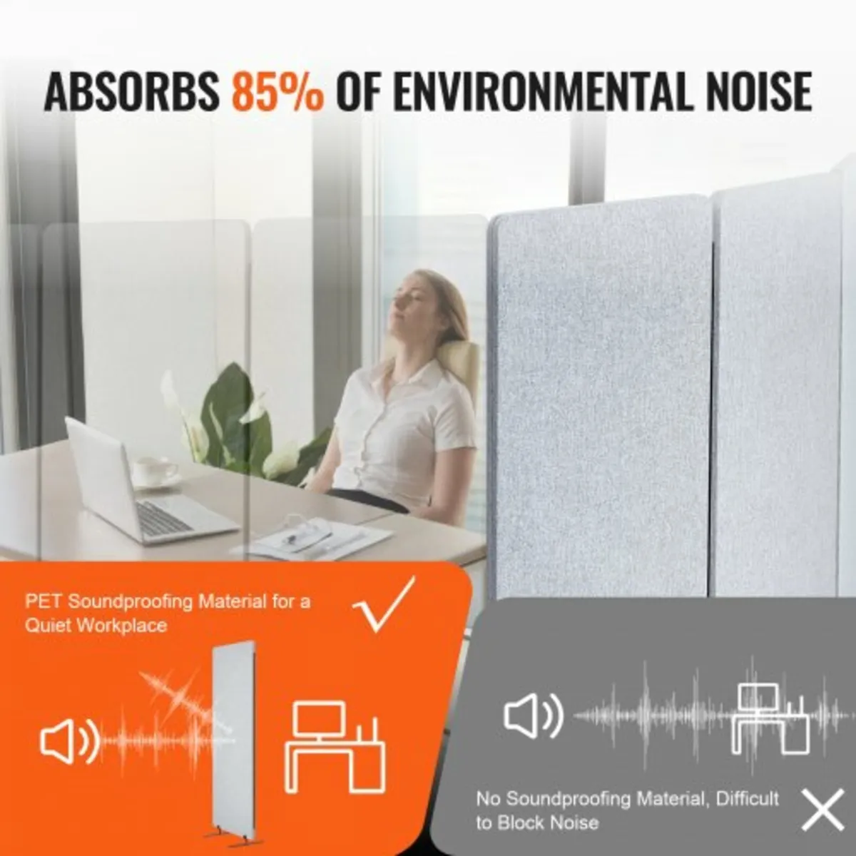 2FT Room Divider, 3 Panels PET Polyester Soundproo - Image 2