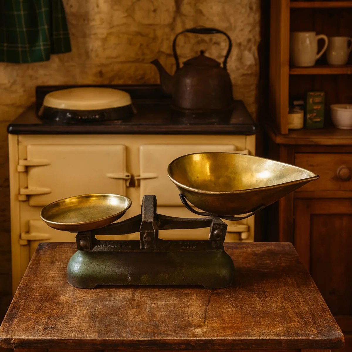 antique vintage weighing scales brass cottage pub - Image 1