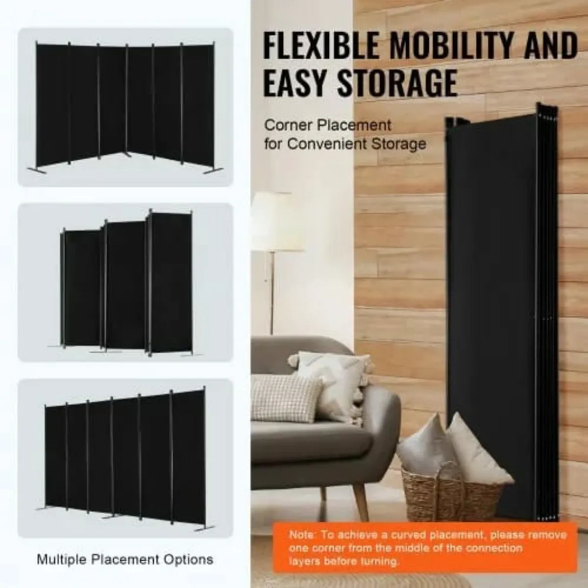 Room Divider, 6 Panels Room Divider, Folding Priva - Image 4