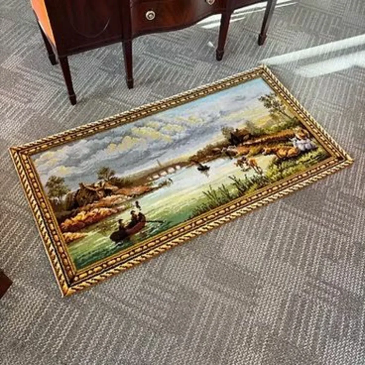 Bearing river scene rug - new