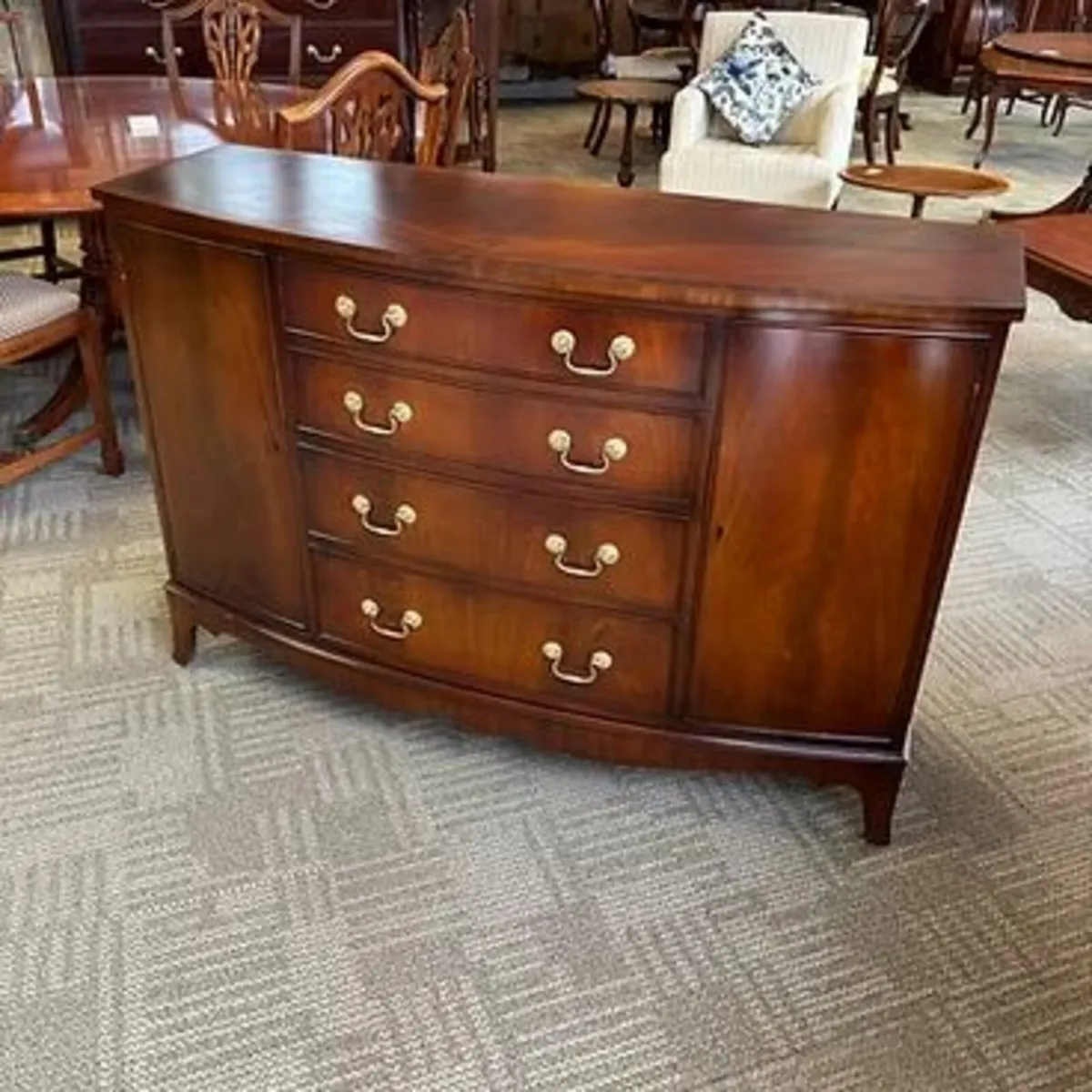 Beautiful mahogany flamed bow front sideboard