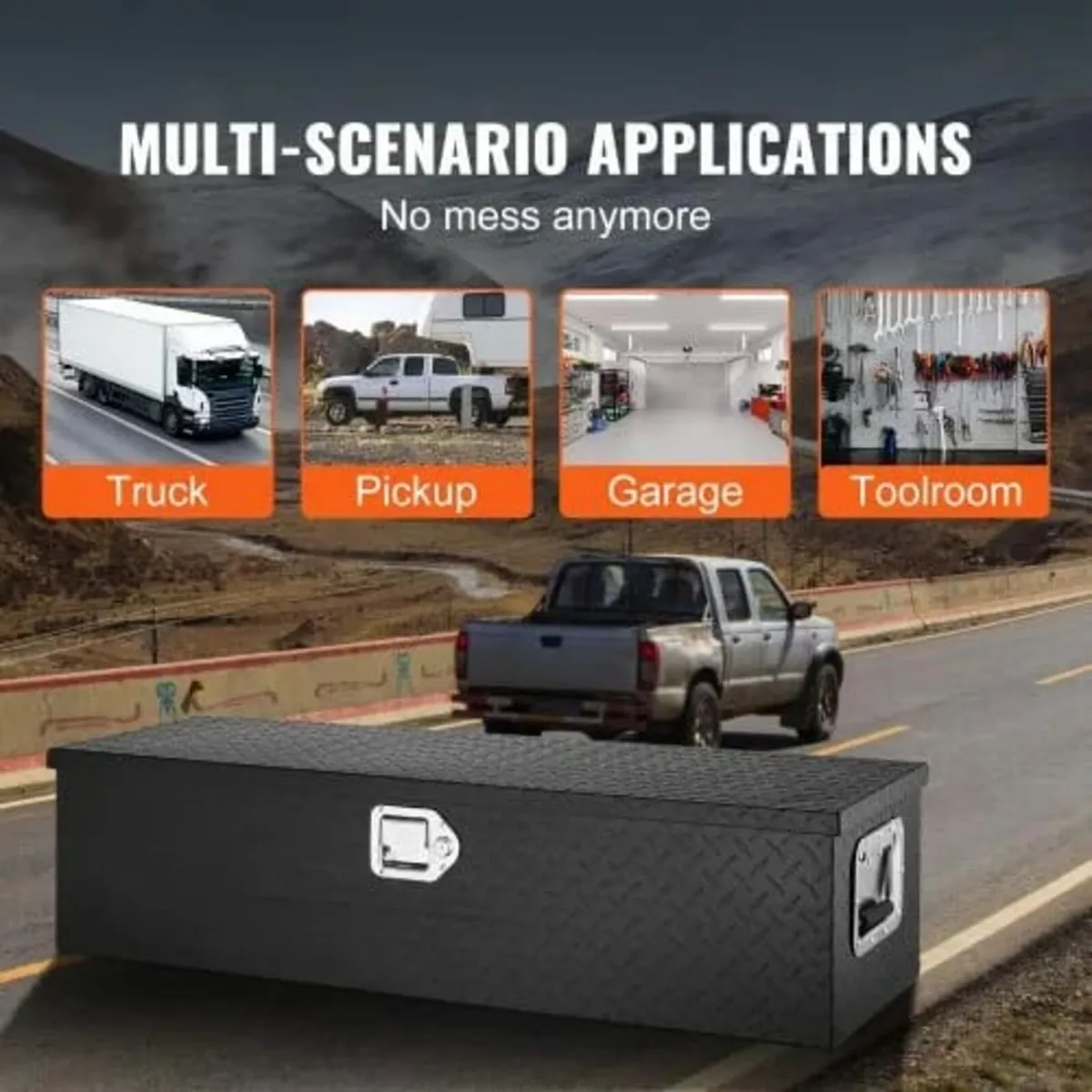 Heavy Duty Aluminum Truck Bed Tool Box, Diamond Pl - Image 2
