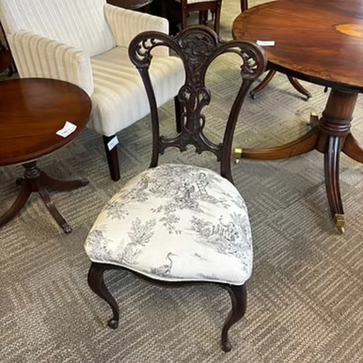 Late 19th century mahogany upholstered occasional