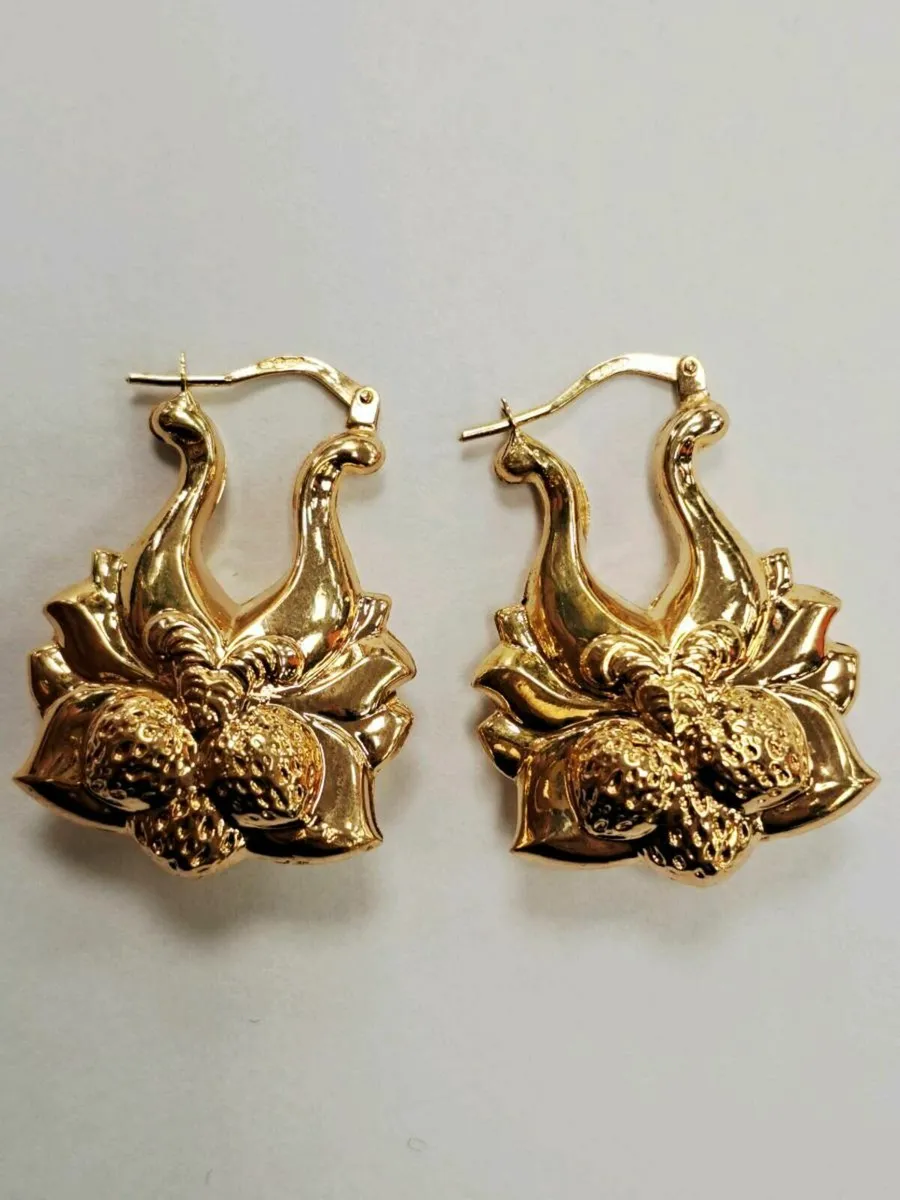 9K Gold Strawberry Earrings 9CT - Image 2