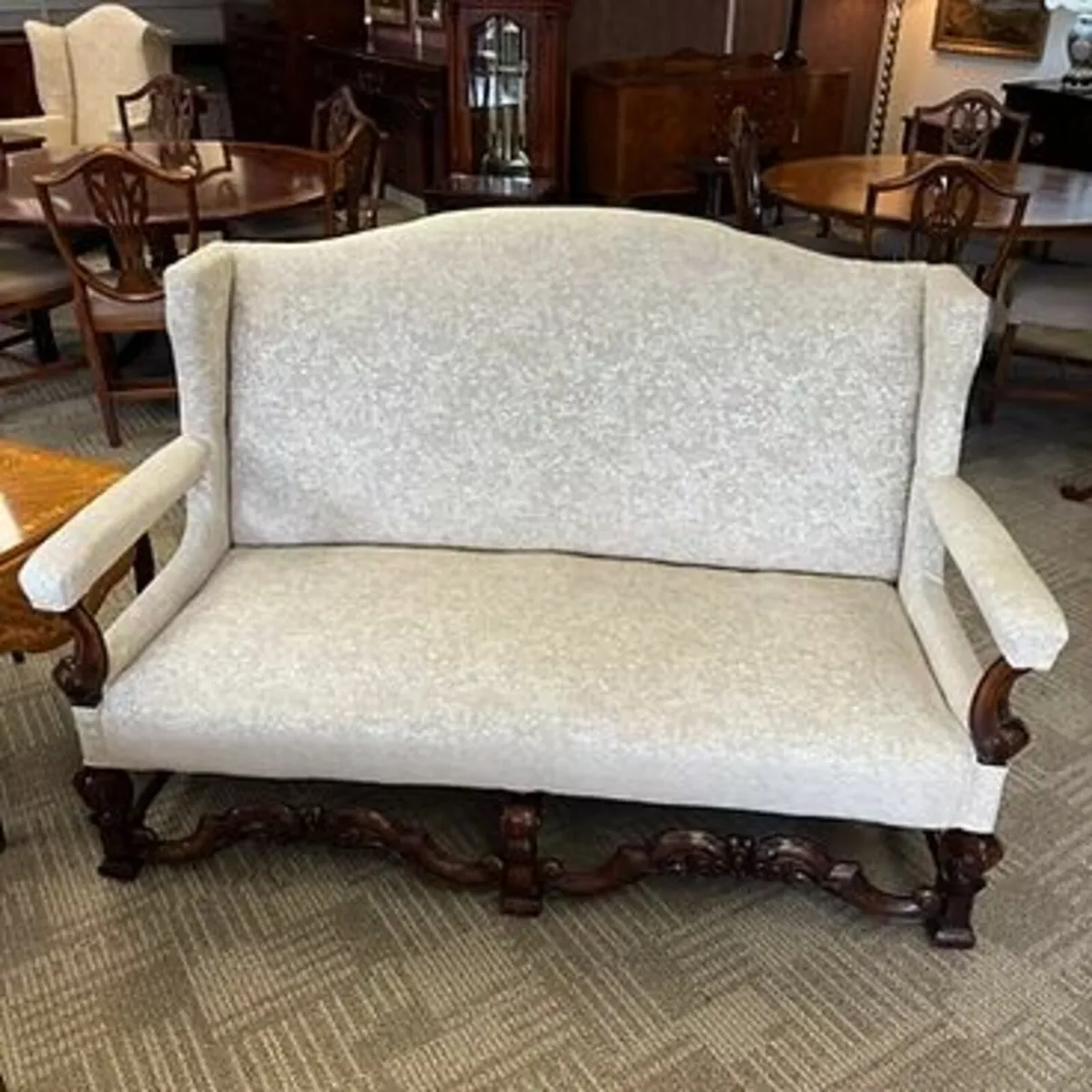 Beautiful mahogany Edwardian double cream fabric