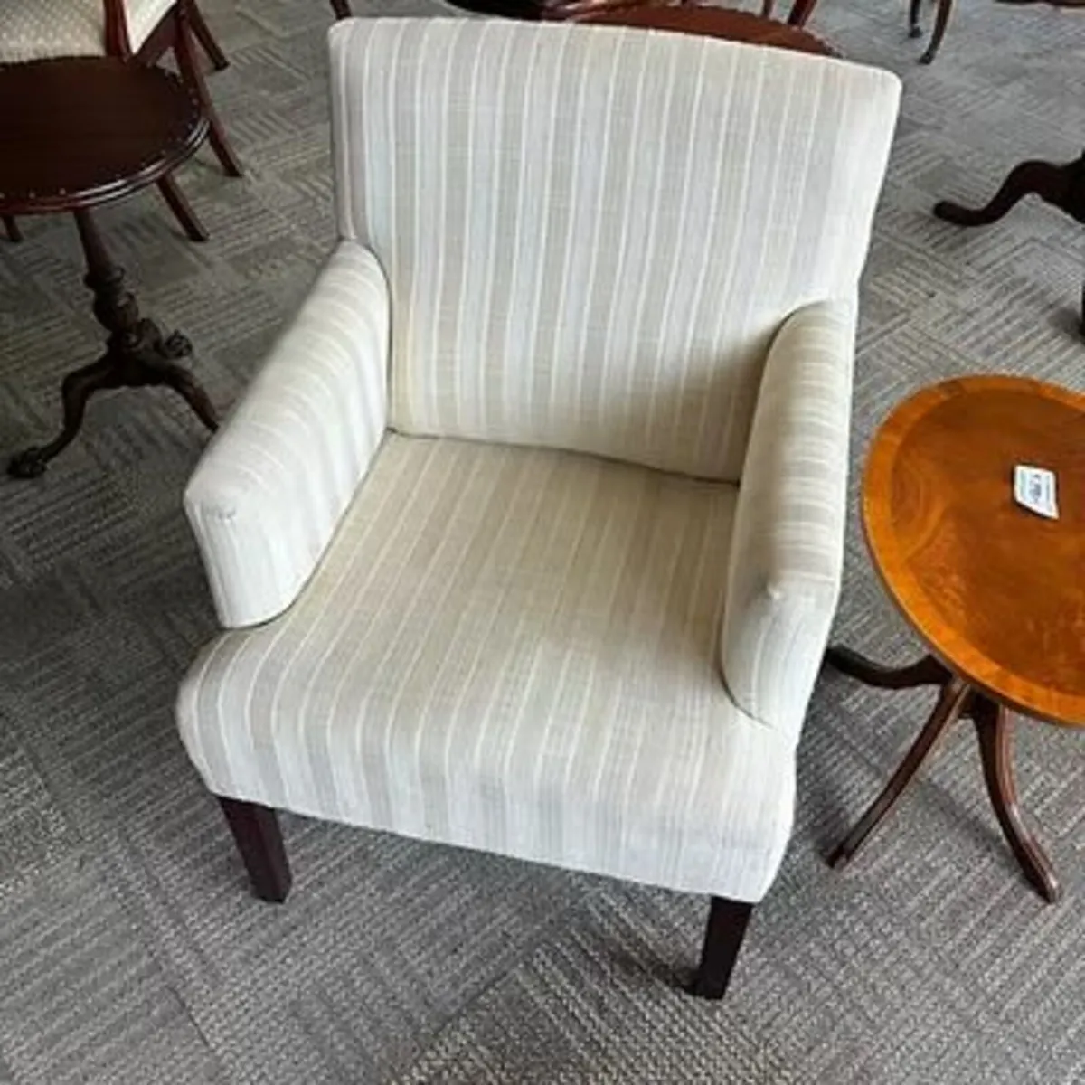 Beautiful stripped pattered fabric bedroom chair