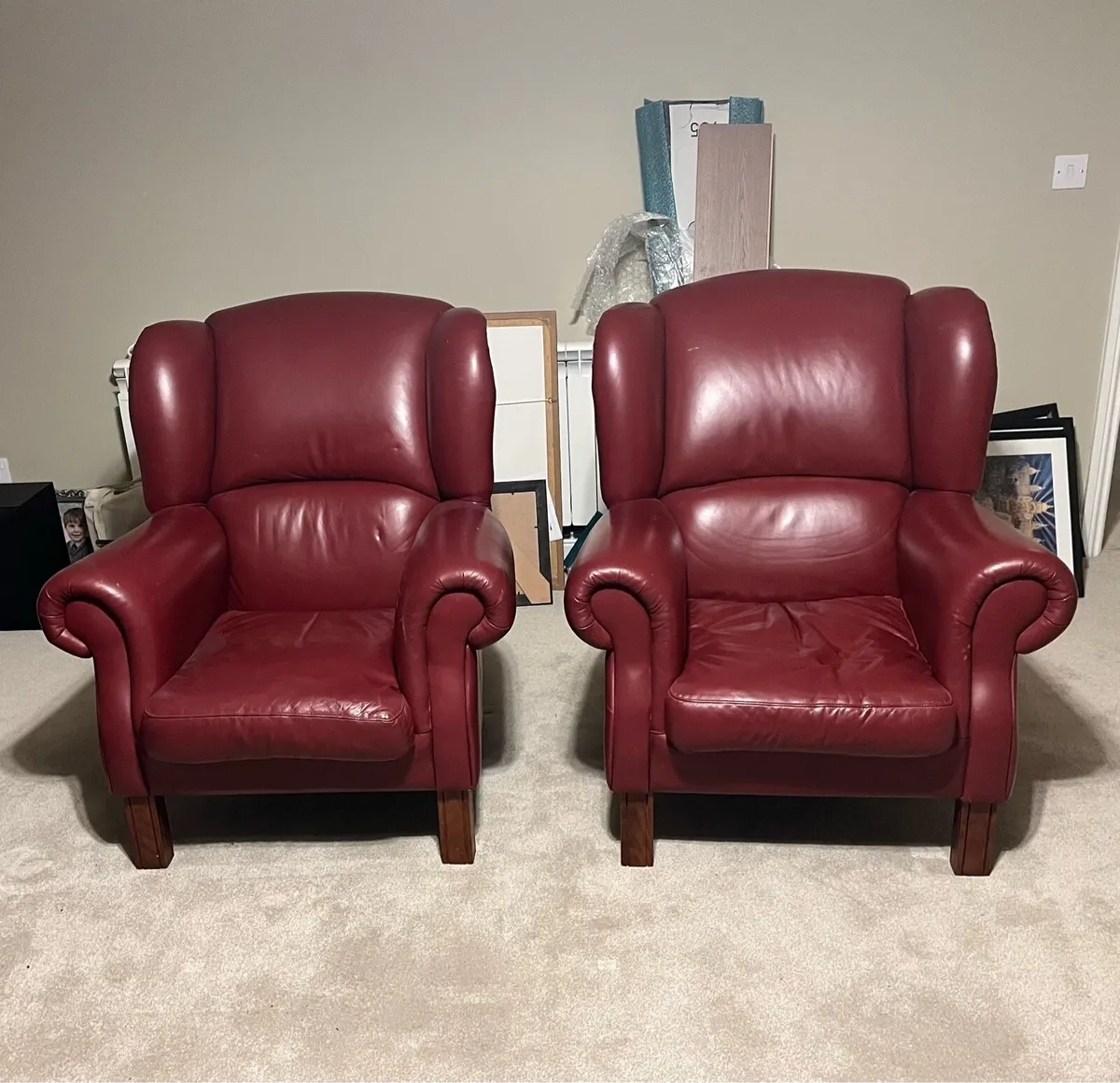 2 super luxurious real leather armchairs - Image 1
