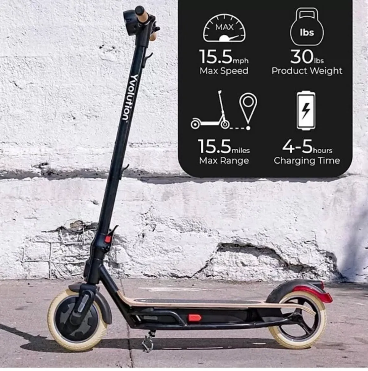 Yvolution YES Adult Electric Scooter, Black - Image 3