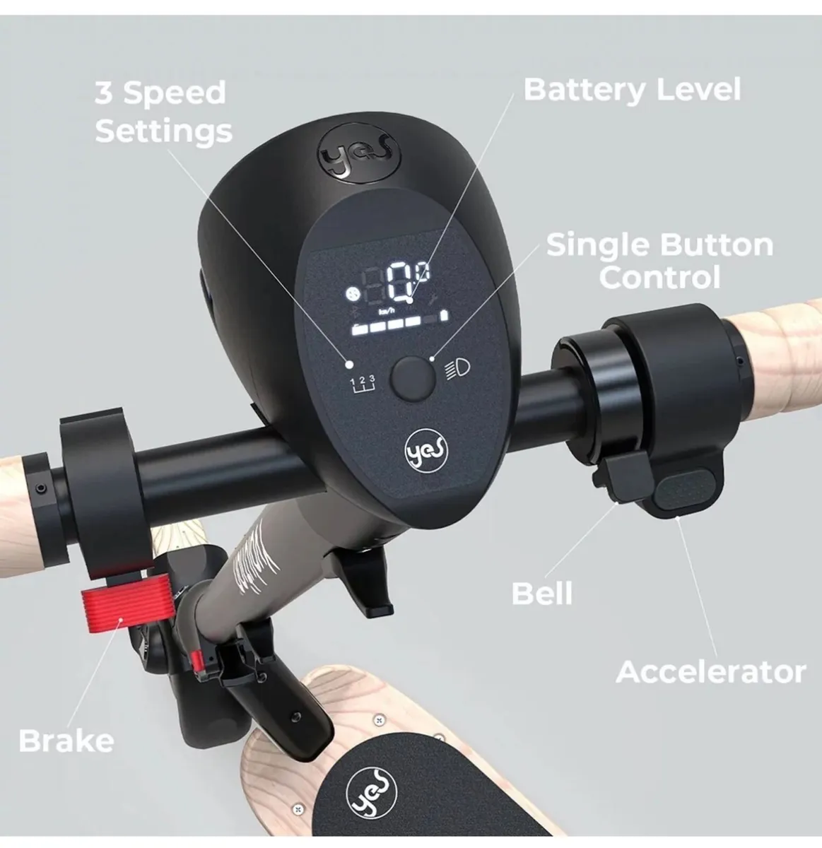 Yvolution YES Adult Electric Scooter, Black - Image 4