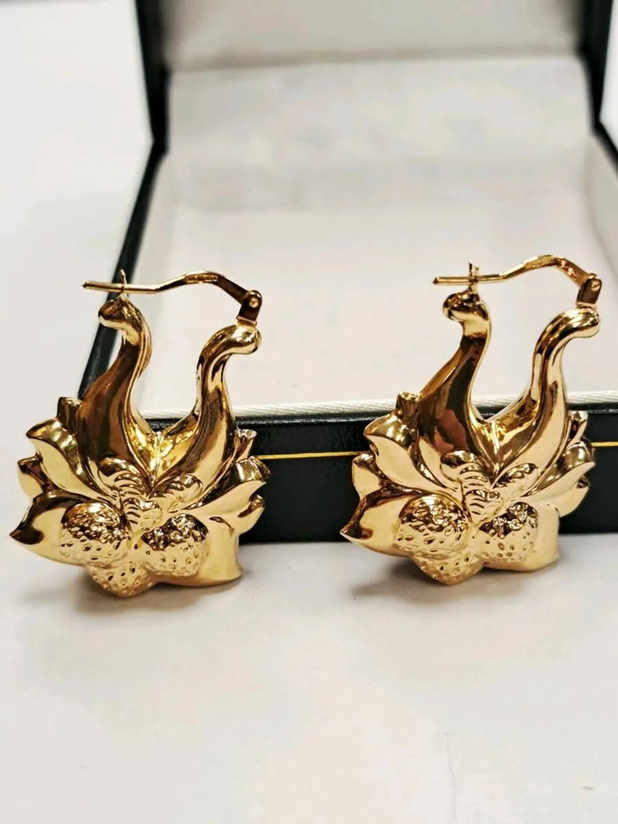 9K Gold Strawberry Earrings 9CT - Image 4