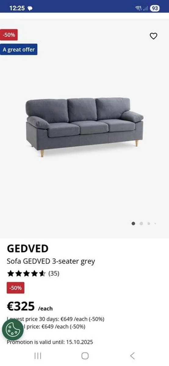 Grey Couch for Sale (JYSK GEDVED), Perfect Condition - Image 1