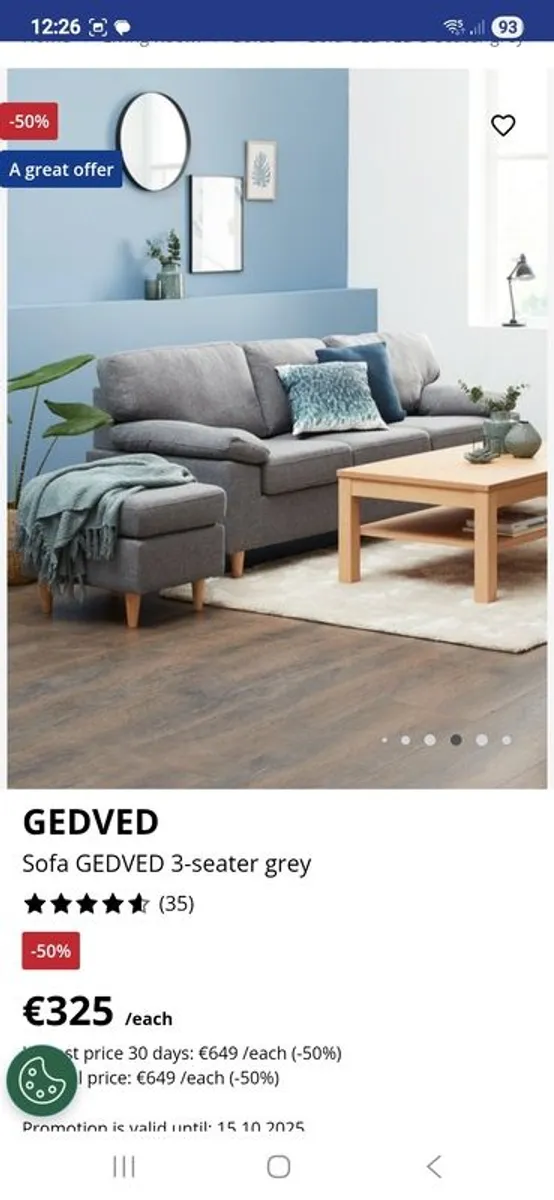 Grey Couch for Sale (JYSK GEDVED), Perfect Condition - Image 2