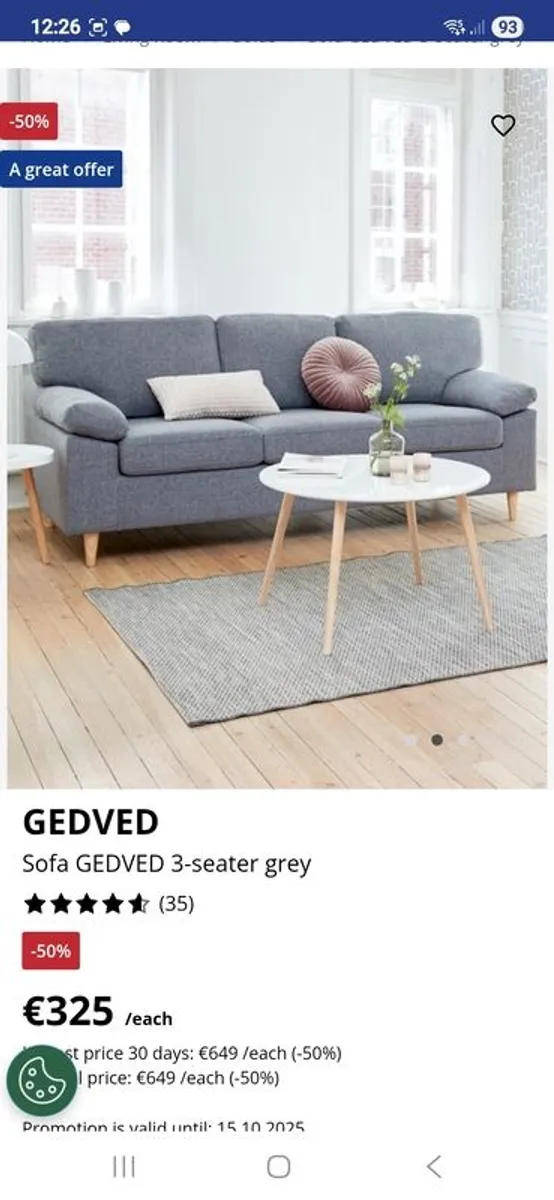 Grey Couch for Sale (JYSK GEDVED), Perfect Condition - Image 3