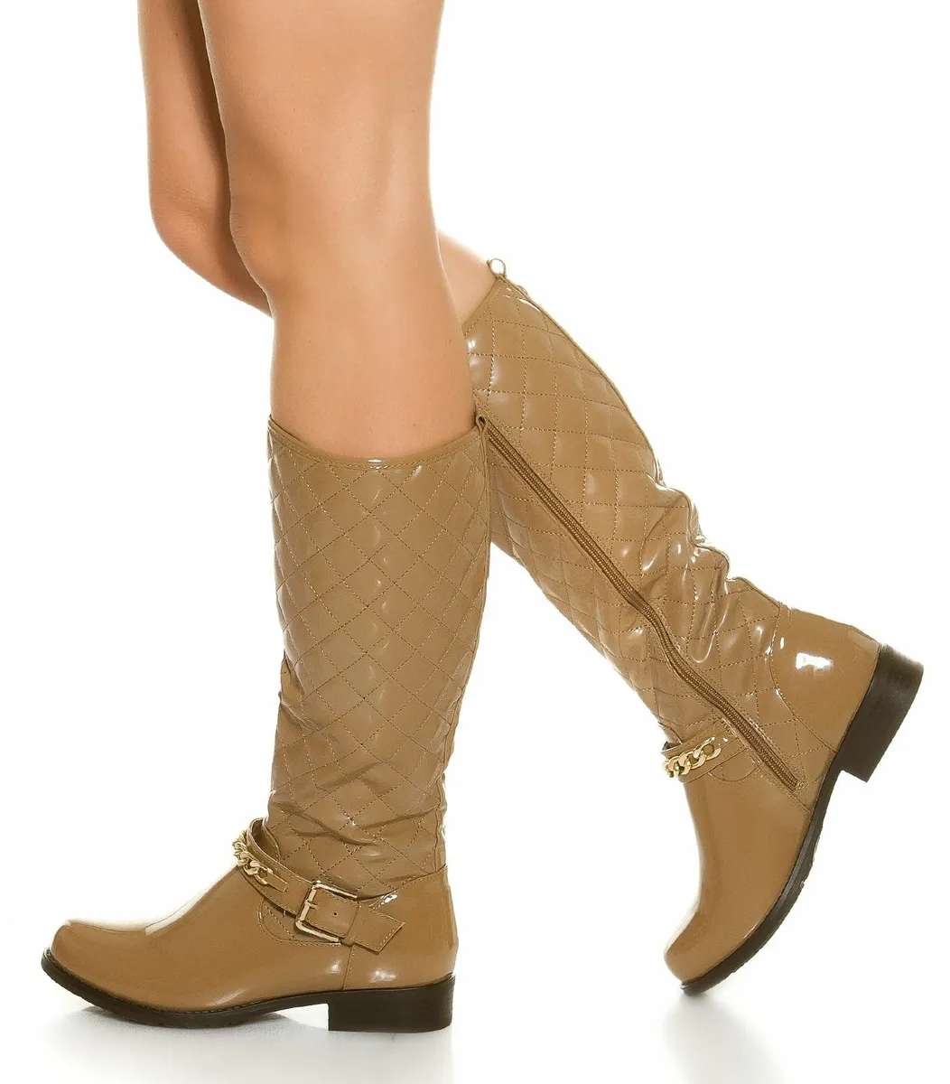 Boots_quilted_with_chain__Color_BEIGE_Size_40 - Image 1