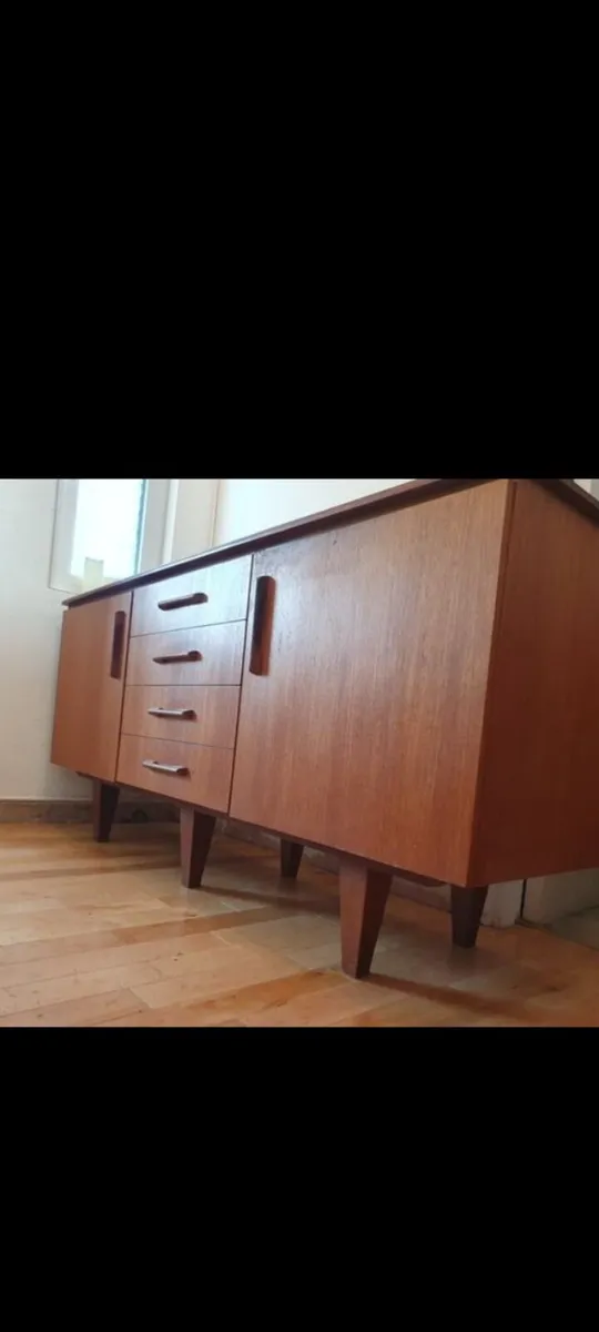 mid century teak sideboard very rare solid top - Image 1